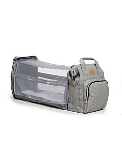Mochila maternal convertible en cuna portatil gris
