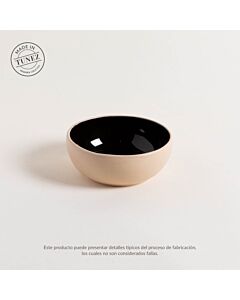 Bowl Korba negro brillante c/beige 15cm