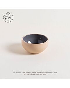 Mini bowl korba gris oscuro brillante c/beige 10cm