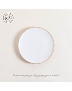 Plato postre korba blanco brillante c/beige 20cm